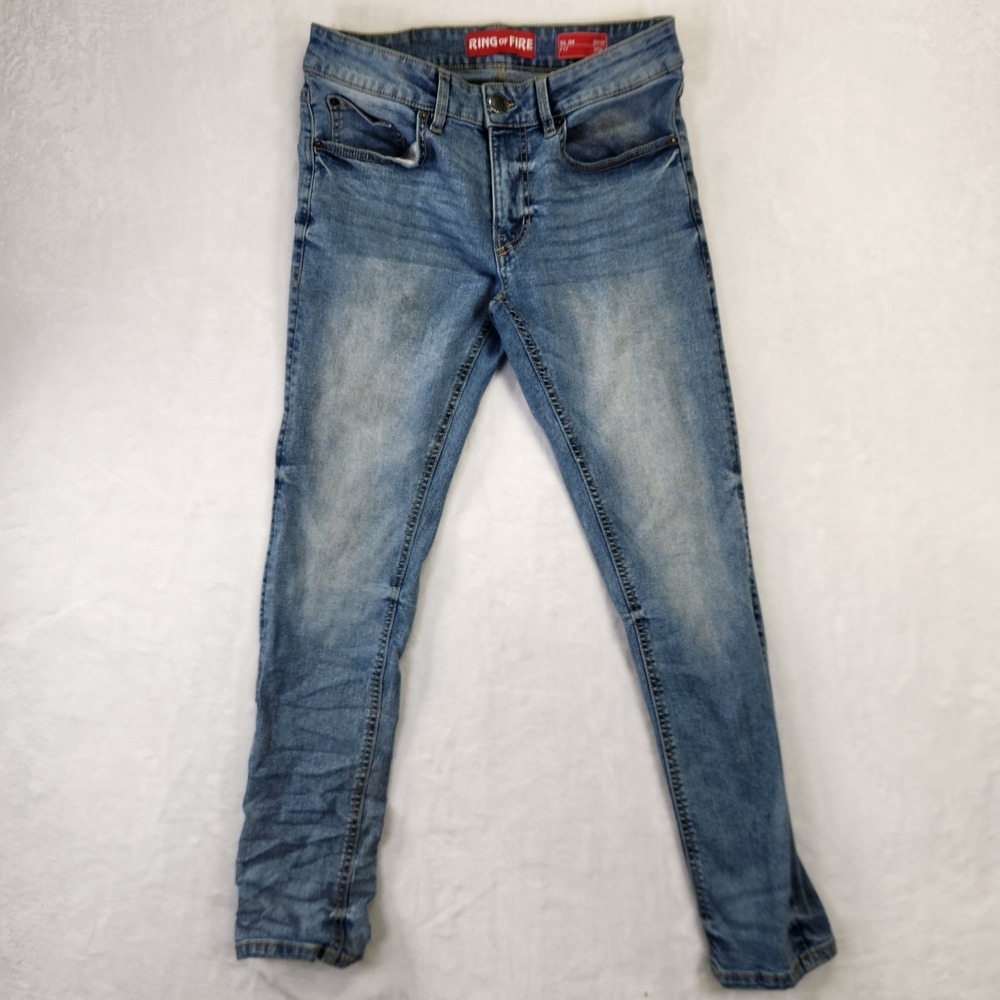 Ring of Fire Mens Slim Fit Light Wash Blue Denim Jeans Size 30W 30L‎